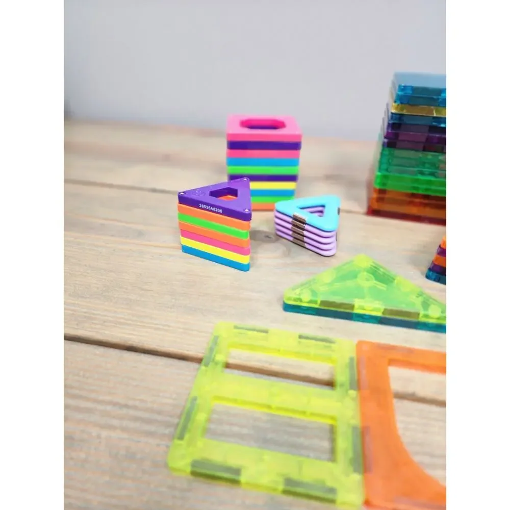 Lot of 70 Tiles Magnetic Magnatiles Colorful Shapes Kids Toys